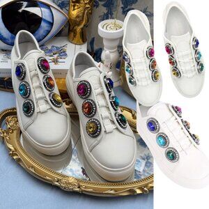 🆕 KURT GEIGER LONDON 🧿 NWOB Laney Octavia Sneaker, White Leather, Sz 39 US 8.5